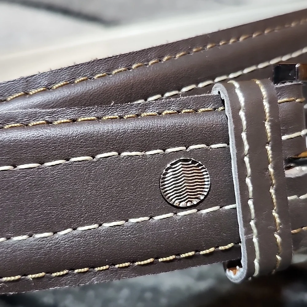 DARK BROWN CONTRAST STITCHING FAUX LEATHER XL BELT